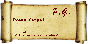 Press Gergely névjegykártya